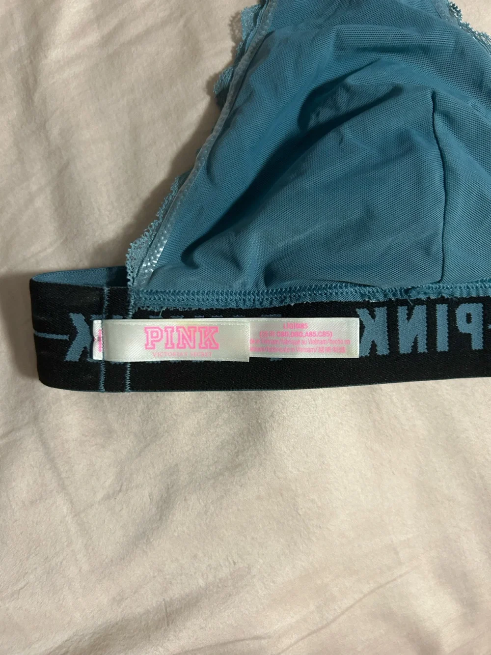 PINK Victoria's Secret Teal Lace Triangle Bralette Size L